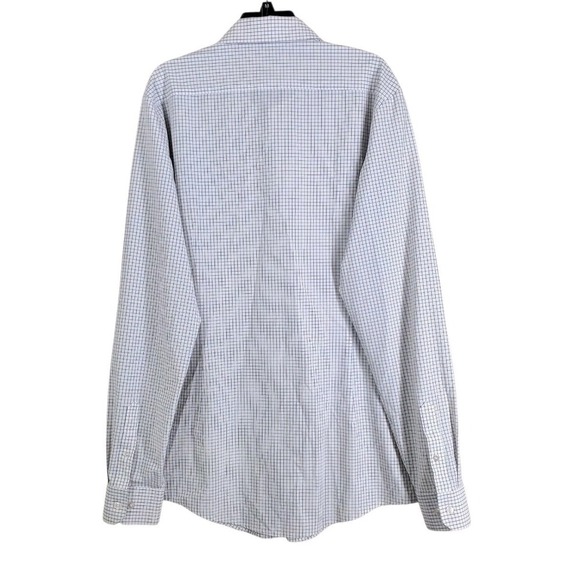 Mizzen Main Leeward Shirt Mens XL Tall Trim Fit Blue White Grid Check Stretch LS - Picture 11 of 11